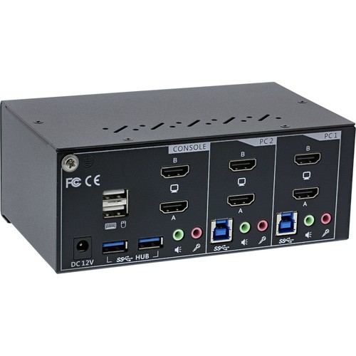 INTOS ELECTRONIC KVM Desktop Switch - 2-fach - Dual Monitor - HDMI - 4K - U 62652I