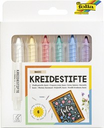 folia Kreidestifte-Set, farbig sortiert, 6er Etui