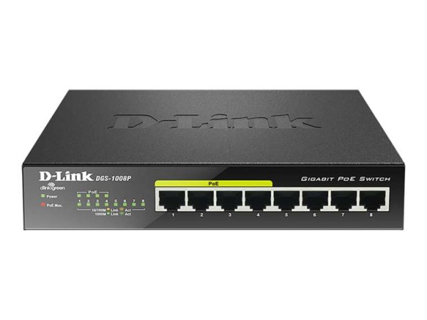D-LINK 8-Port Layer2 PoE+ Gigabit Switch DGS-1008P/E