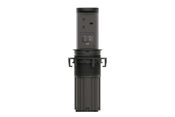 BACHMANN ELEVATOR2 1xUK, 1xUSB C/C 45W RAL9005 L=2,0m UK13A BM0020579