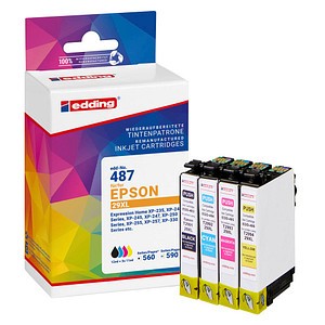 EDDING EDDING EDD-487 schwarz cyan magenta gelb Druckerpatrone kompatibel zu EPSON