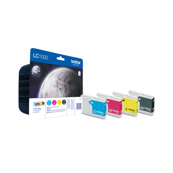 BROTHER LC1000 Value Pack 4er Pack Schwarz, Gelb, Cyan, Magenta Tintenpatro LC1000VALBPDR