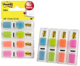 Post-it Haftmarker Index, 11,9 x 43,2 mm, 4er Spender