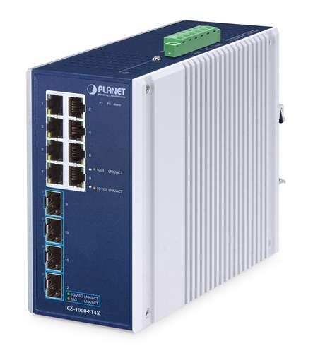 PLANET TECHNOLOGY IP30 Industrial 8-Port IGS-1000-8T4X