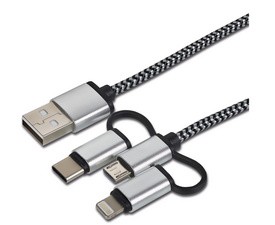 cartrend Daten- & Ladekabel 3in1, Lightning/Micro-USB/USB-C