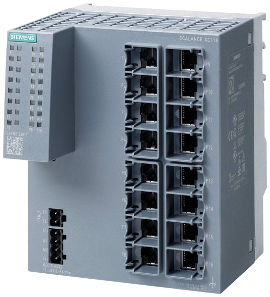 SIEMENS SIEMENS SIEM SCALANCE XC116, 6GK5116-0BA00-2AC2 unmanaged IE Switch, 16x 10/100MBit/s