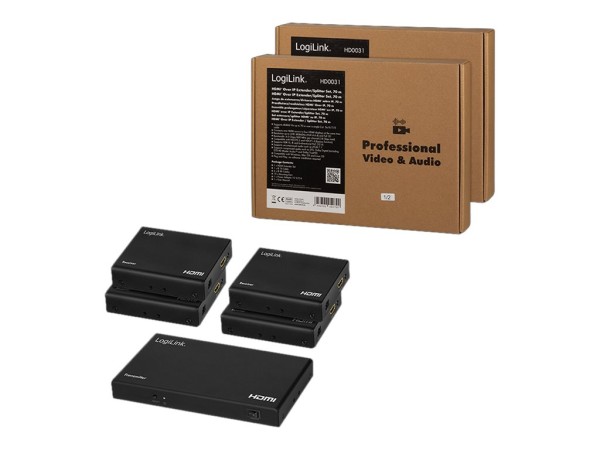 LogiLink 4K/60 Hz HDMI Extender/Splitter Set over IP, 70 m