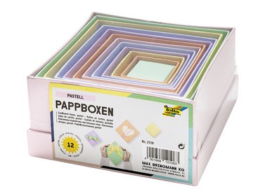 folia Pappboxen PASTELL, eckig, 12 Stück sortiert