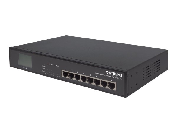 INTELLINET 8-Port Gigabit Ethernet Switch 4xUltra PoE LCD 561310