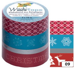 folia Deko-Klebeband Washi-Tape WEIHNACHTEN RETRO, 4er Set