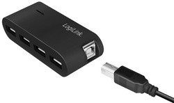 LogiLink USB 2.0 Hub mit Netzteil, 4 Port, schwarz