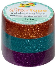 folia Deko-Klebeband Glitzer-Tape, kupfer/türkis/violett