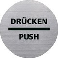 helit Piktogramm "the badge" ZIEHEN/PULL, rund, silber
