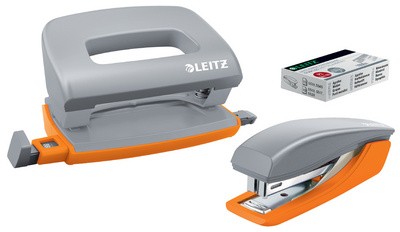 LEITZ Mini Heftgerät- & Locher-Set Urban Chic, dunkelgrau