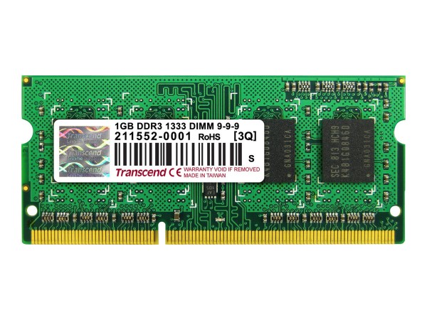 TRANSCEND DDR3-RAM 1GB TRANSCEND 1333MHz CL9 non-ECC DIMM