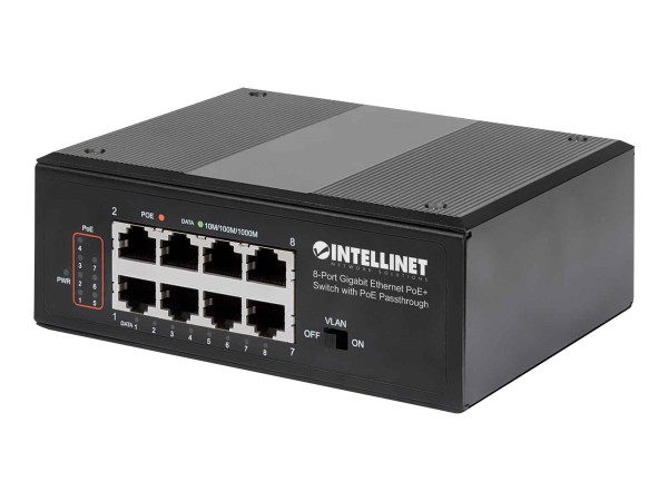 INTELLINET 8-Port PoE+ Gb Switch PoE-Passthrough 1xPD PoE 95W Eingangsstrom 561624