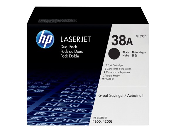 HP 38A 2er Pack Schwarz LaserJet Tonerpatrone (Q1338D) Q1338D