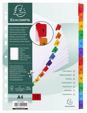 EXACOMPTA Karton-Register 1-12, DIN A4, weiß, 12-teilig