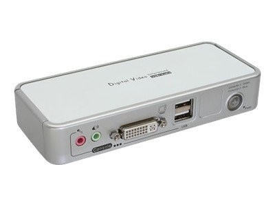 INTOS ELECTRONIC KVM Switch, InLine®, DVI, 2-fach, USB, mit Audio & Mic