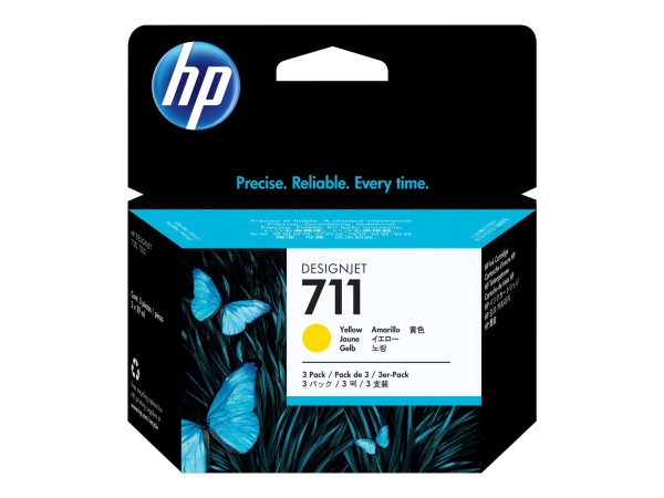 HP 711 3er Pack Gelb Tintenpatrone CZ136A