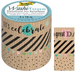 folia Deko-Klebeband Washi-Tape KRAFTPAPIER I, 4er Set