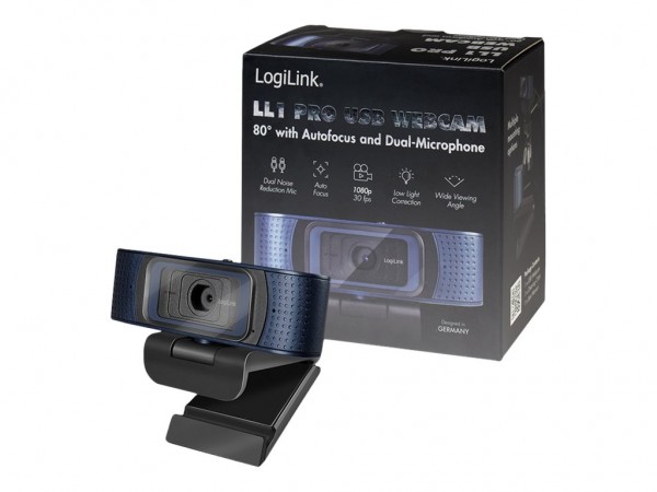 LOGILINK Webcam 1080p FHD Dual-Mikro 80° Autofokus&Abdeckung UA0379