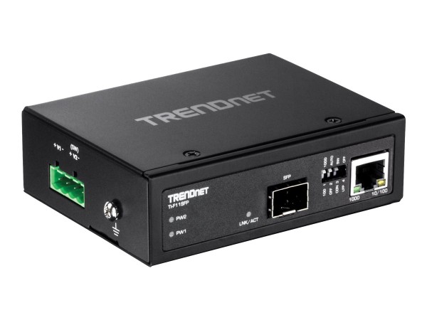 TRENDNET Converter Industrial 100/1000Base-T to SFP Media IP 30 TI-F11SFP
