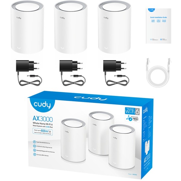 CUDY CUDY AX3000 Wi-Fi 6 Mesh 2.5G Solution 3-Pack