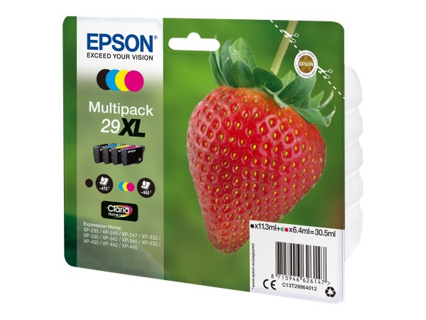 EPSON 29XL Multipack 4er Pack XL Schwarz, Gelb, Cyan, Magenta Tintenpatrone C13T29964012
