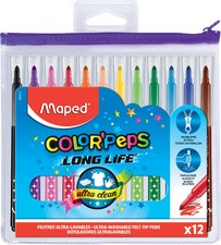 Maped Fasermaler COLOR'PEPS Long Life, 12er Reißverschluss-