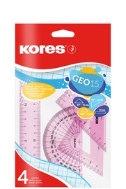 Kores Geometrie-Set GEO30, 4-teilig, farbig sortiert