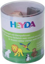 HEYDA Motivstempel-Set "Zootiere", Klarsicht-Runddose