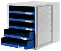 HAN Schubladenbox SCHRANK-SET, 5 offene Schübe, grau/blau