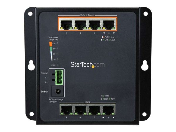 STARTECH.COM 8 Port POE Managed Ethernet Switch - 30W per PoE+ Port - Indus IES81GPOEW