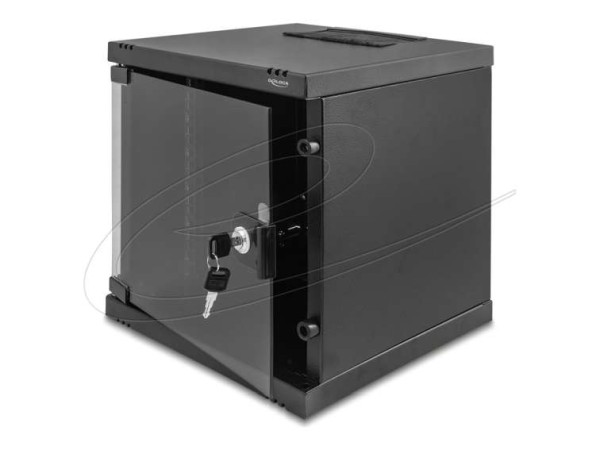DELOCK 25,4cm 10zoll Netzwerkschrank 6 HE mit Glastür zur Stand- oder Wandm 43422