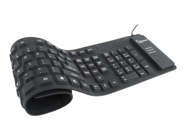 GEMBIRD KB-109F-B - USB+PS/2 - QWERTY - Schwarz - Silikon - 495 x 12 x 138 KB-109F-B