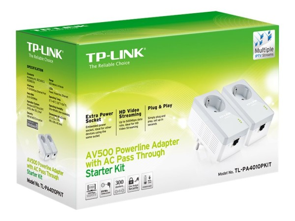 TP-LINK Powerline Netzwerk Adapter Starter Kit TL-PA4010PKIT