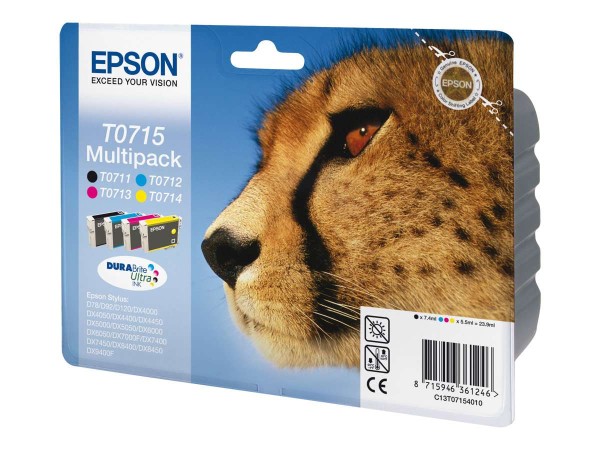 EPSON Multipack T0715 4er Pack Schwarz, Gelb, Cyan, Magenta Tintenpatrone C13T07154010