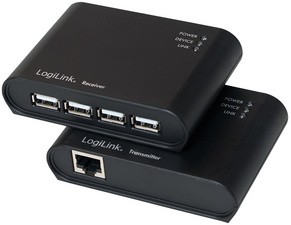 LogiLink USB 2.0 Extender Set, mit 4-Port USB Hub