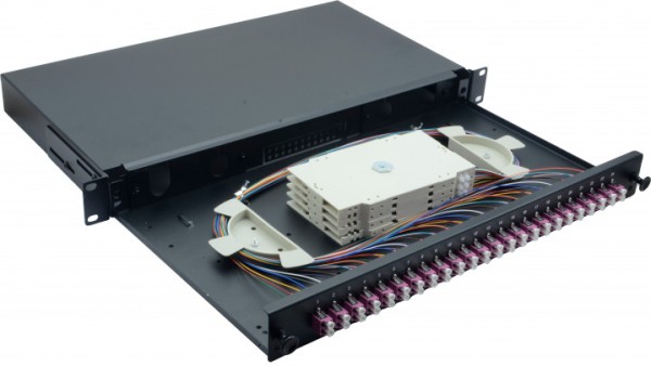 HERWECK Helos LWL 19" Spleissbox 24 x LC Duplex OM4 spleißfertig schwarz - Duplex