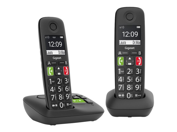 GIGASET GIGASET E290A Duo schwarz schnurlos analog DECT Grosstaste 2 Mobilteile Anrufbeantworter