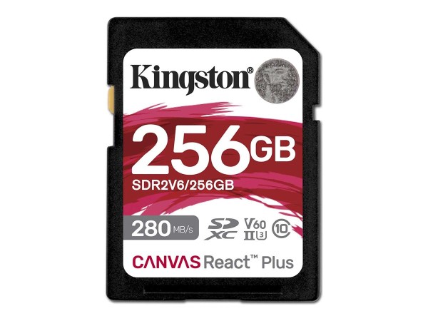 KINGSTON Canvas React Plus SDXC UHS-II 280R/150W U3 V60 for Full HD/4K 256G SDR2V6/256GB