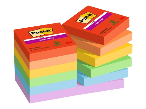 Post-it Super Sticky Notes Haftnotizen, 47,6 x 47,6 mm 622-12SS-PLAY