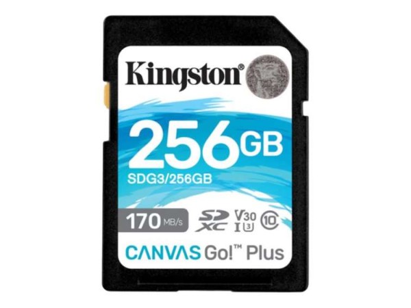KINGSTON 256GB SDXC Canvas Go Plus 170R C10 UHS-I U3 V30 SDG3/256GB