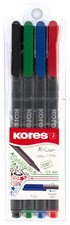 Kores Fineliner "K-Liner", Strichstärke: 0,4 mm, 4er Etui