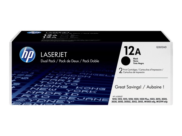 HP HP 12A 2er Pack Schwarz LaserJet Tonerpatrone (Q2612AD)