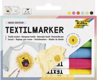 folia Textilmarker, 12er Set, farbig sortiert