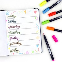 Tombow Kalligraphie-Stift Fudenosuke Neon, 6er-Set