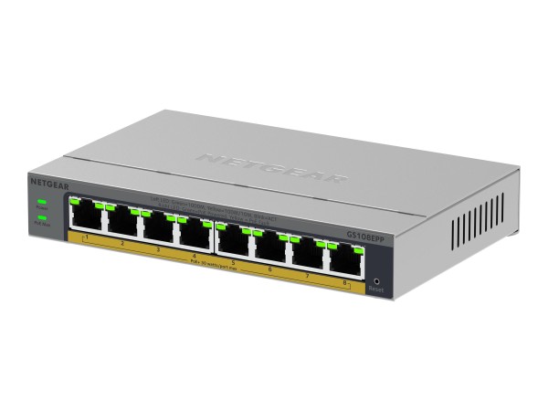 NETGEAR NETGEAR GS108EPP 8-Port-Gigabit-Ethernet-Hochleistungs-PoE + Smart Managed Plus-Switch, PoE Budget 1