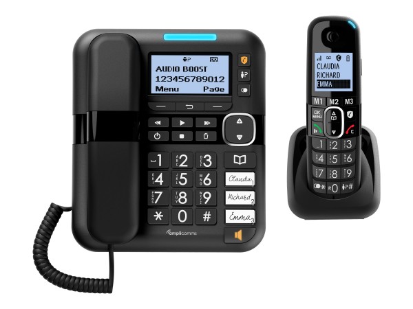 AUDIOLINE AUDIOLINE Amplicomms BigTel 1580 Combo EU Schnurgebundenes Seniorentelefon Freisprechen, für Hörgerä
